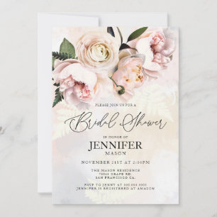 Blush Pink Floral Spring Bridal Shower Invitation