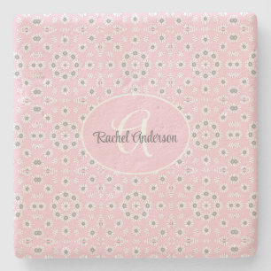 Blush Pink floral Stone Coaster