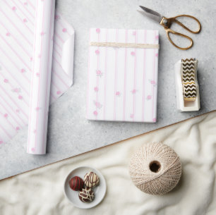 Blush Pink Floral Stripes Wrapping Paper