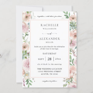 Blush Pink Floral & Succulent 2 Wedding Invitation