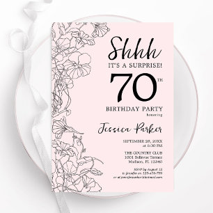 Blush Pink Floral Surprise 70th Birthday Invitation