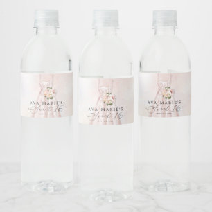 Blush Pink Floral Sweet 16 Personalised Water Bottle Label