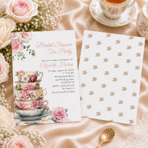 Blush Pink Floral Teacup Bridal Shower Invitation