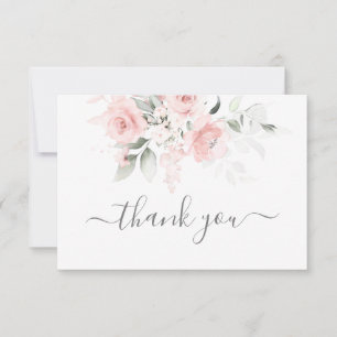Blush pink floral thank you card