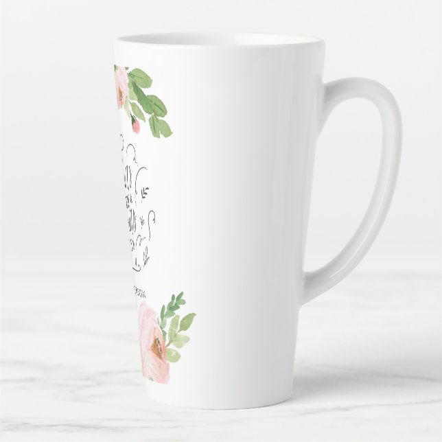 Blush pink floral thank you teacher gift  latte mug (Right)