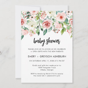Blush Pink Floral Virtual Baby Shower Invitation