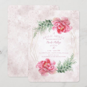 Blush Pink Floral Watercolor Bridal Shower Invitation