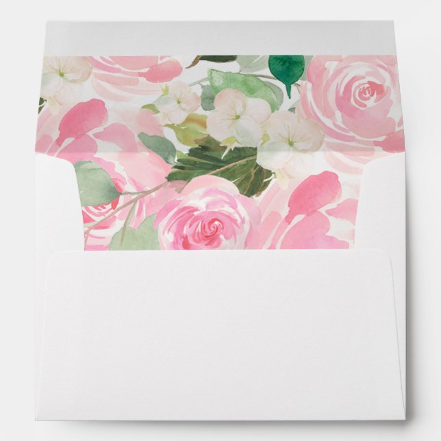 blush pink floral watercolor envelopes 5x7 card (Back (Bottom))