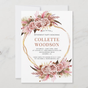 Blush Pink Floral Watercolor Retirement Party  Invitation