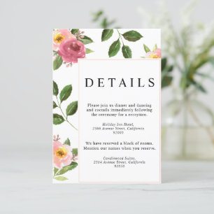 Blush Pink Floral Watercolor Wedding  Enclosure Card
