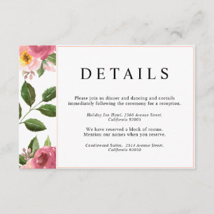 Blush Pink Floral Watercolor Wedding Enclosure Card