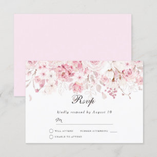 Blush Pink Floral Watercolor Wedding Event RSVP Card
