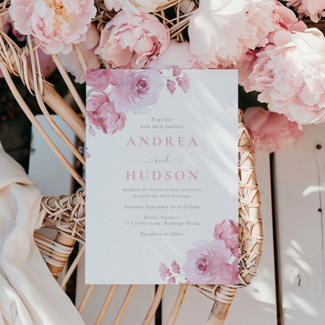 Blush Pink Floral Watercolor Wedding Invitation (Creator Uploaded)