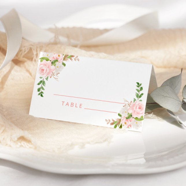 Blush pink floral Watercolor wedding place cards (Creator Uploaded)