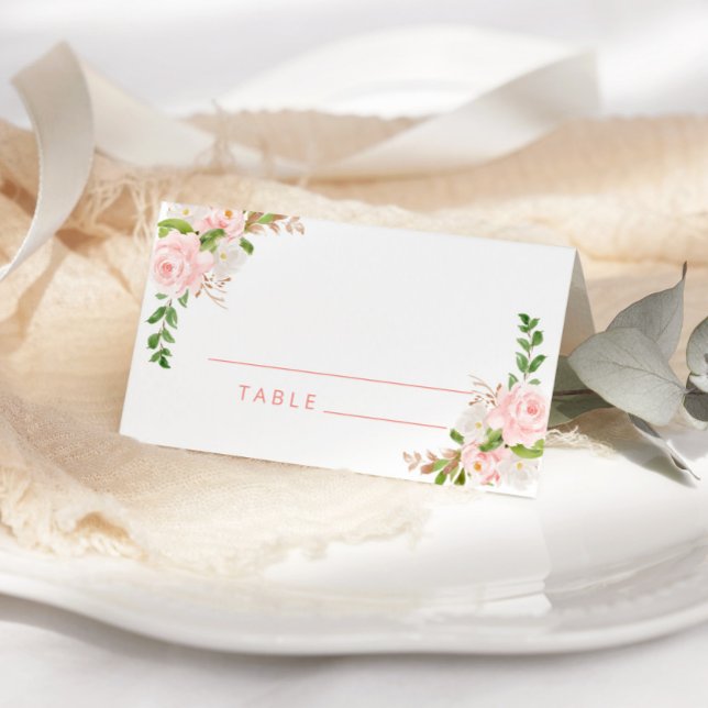 Blush pink floral Watercolor wedding place cards (Creator Uploaded)