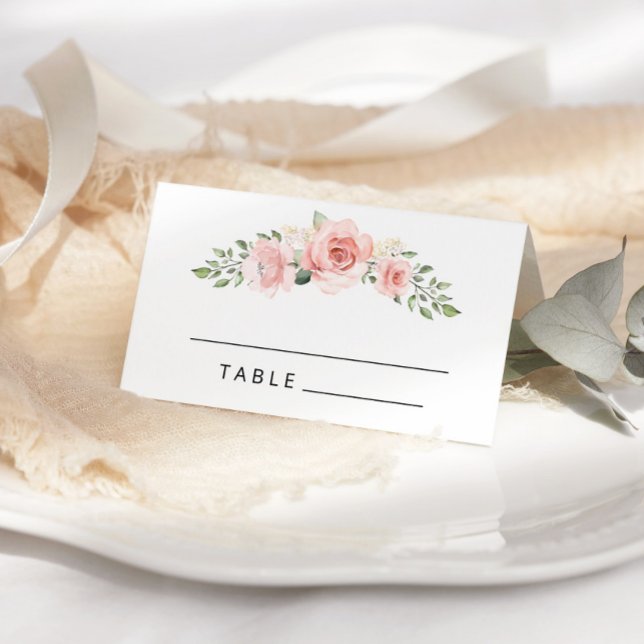 Blush pink floral Watercolor wedding place cards (Creator Uploaded)