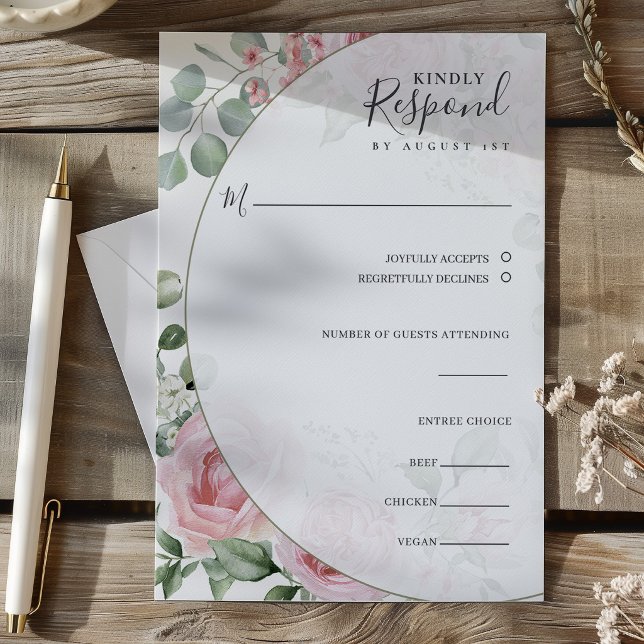 Blush Pink Floral Watercolor Wedding RSVP Card (Blush Pink Floral Watercolor Wedding RSVP Card)