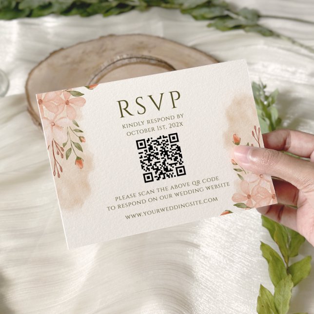 Blush Pink Floral Watercolor Wedding  RSVP Card (Creator Uploaded)