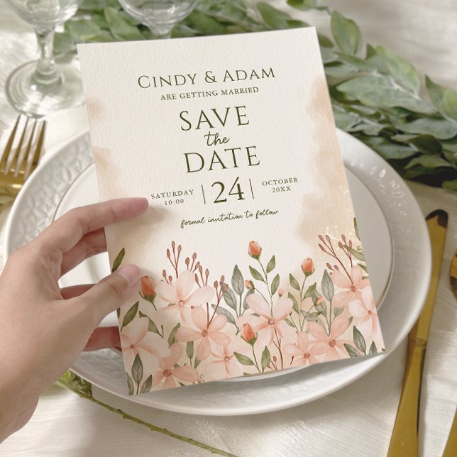 Blush Pink Floral Watercolor Wedding  Save The Date (Creator Uploaded)