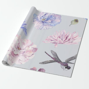 Blush Pink Floral Watercolor Wrapping Paper