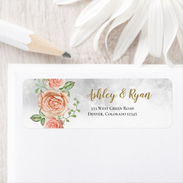 Blush Pink Floral Wedding Address Labels (Insitu)