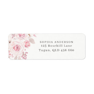 Blush Pink Floral Wedding Bridal Birthday Address