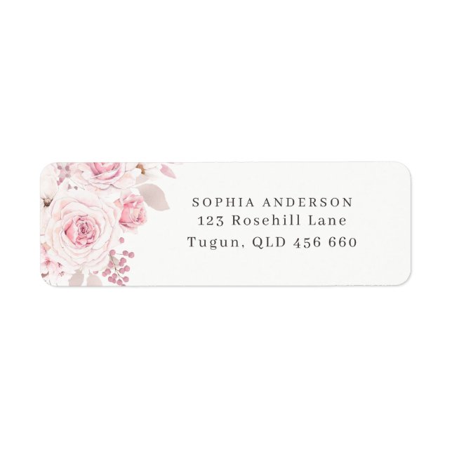 Blush Pink Floral Wedding Bridal Birthday Address (Front)