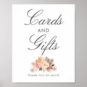 Blush Pink Floral Wedding Cards and Gifts Sign