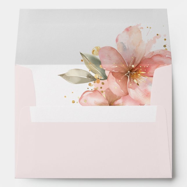 Blush Pink Floral Wedding Envelope (Back (Bottom))