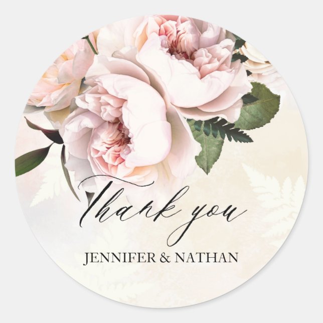 Blush Pink Floral Wedding Envelope Seal (Front)
