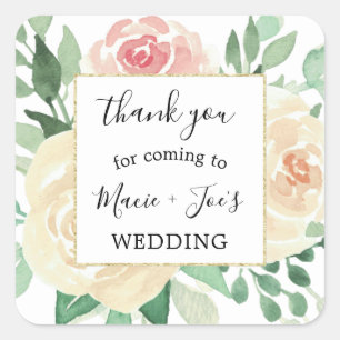 Blush Pink Floral wedding favour thank you sticker