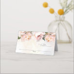 Blush Pink Floral Wedding Folded Escort Place Card<br><div class="desc">An elegant blush pink floral place card designed with beautiful soft-tone roses and peonies. Matching items in our store Cava Party Design.</div>