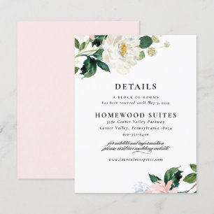 Blush Pink Floral Wedding Guest Information Card