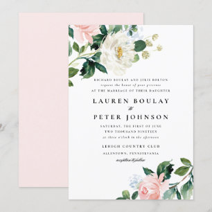 Blush Pink Floral Wedding Invitation
