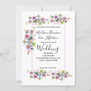 Blush Pink Floral Wedding  Invitation