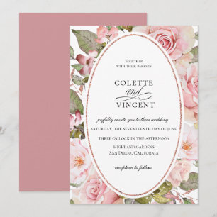 Blush Pink Floral Wedding Invitation