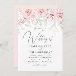 Blush Pink Floral Wedding  Invitation