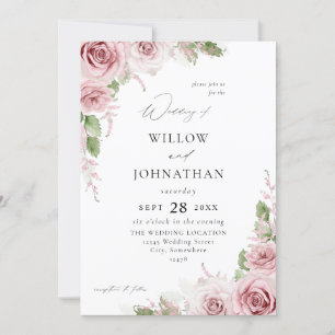 Blush Pink Floral Wedding Invitation