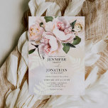 Blush Pink Floral Wedding Invitation<br><div class="desc">This elegant wedding invitation is designed with soft blush pink and white roses and peony flowers. Matching items in our store Cava Party Designs.</div>