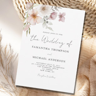 Blush Pink Floral Wedding Invitation