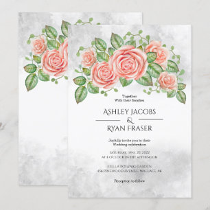 Blush Pink Floral Wedding Invitation