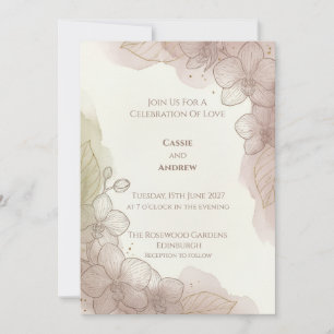 Blush Pink Floral Wedding Invitation