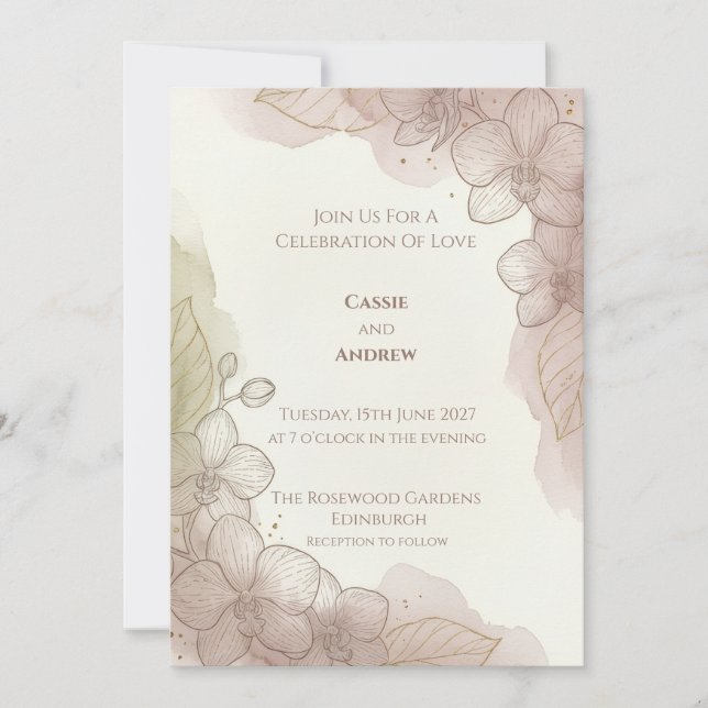 Blush Pink Floral Wedding Invitation (Front)