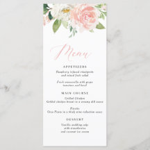 Blush Pink Floral Wedding Menu
