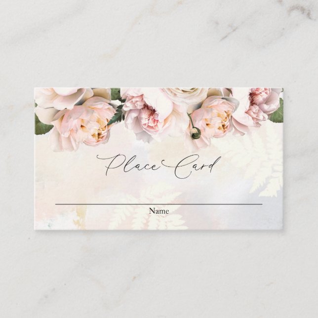 Blush Pink Floral Wedding Name Place Card (Front)