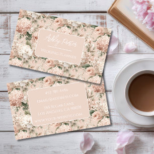 Blush Pink Floral Wedding Planner Business Card