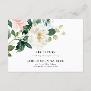 Blush Pink Floral Wedding Reception Card