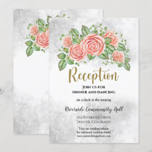 Blush Pink Floral Wedding Reception Insert Invitation