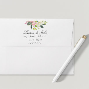 Blush Pink Floral Wedding Return Address Envelope