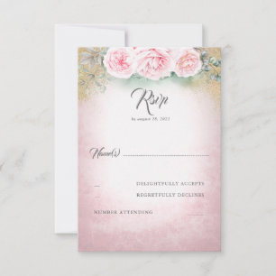Blush Pink Floral Wedding RSVP Card